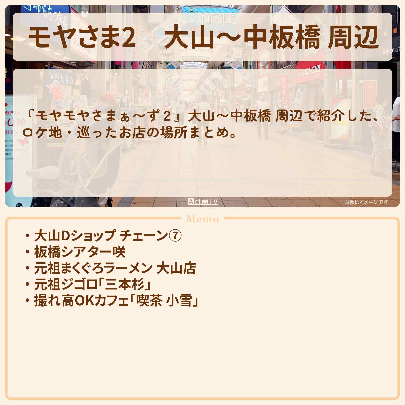 【モヤさま2】大山〜中板橋 周辺　ロケ地一覧・巡ったお店の場所まとめ〔モヤモヤさまぁ〜ず2〕