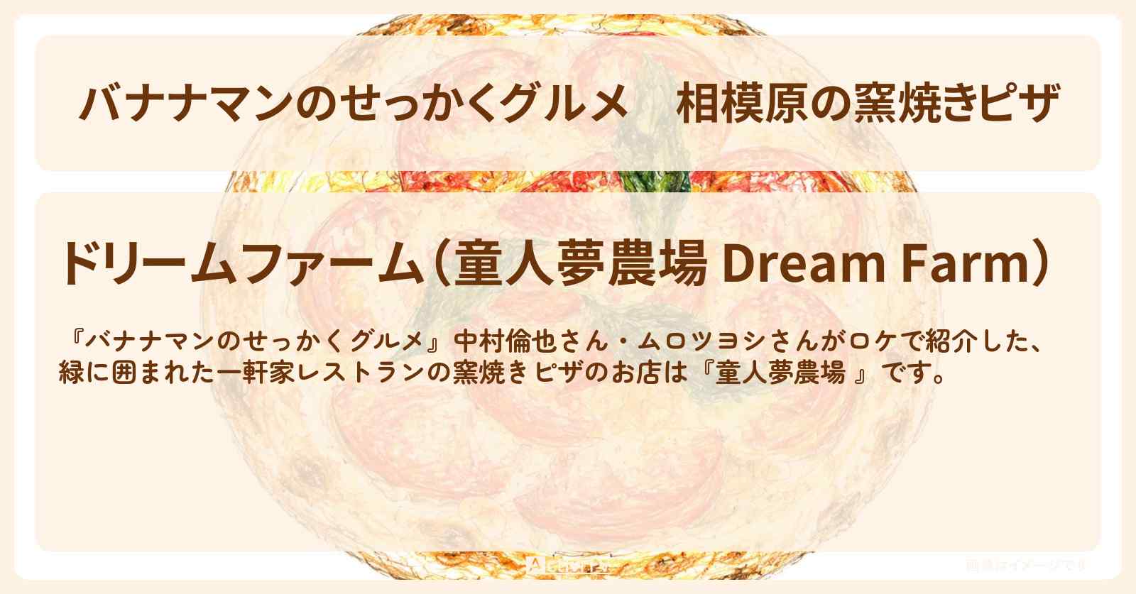 相模原の窯焼きピザ『ドリームファーム（童人夢農場）』ロケのお店情報〔中村倫也・ムロツヨシ〕