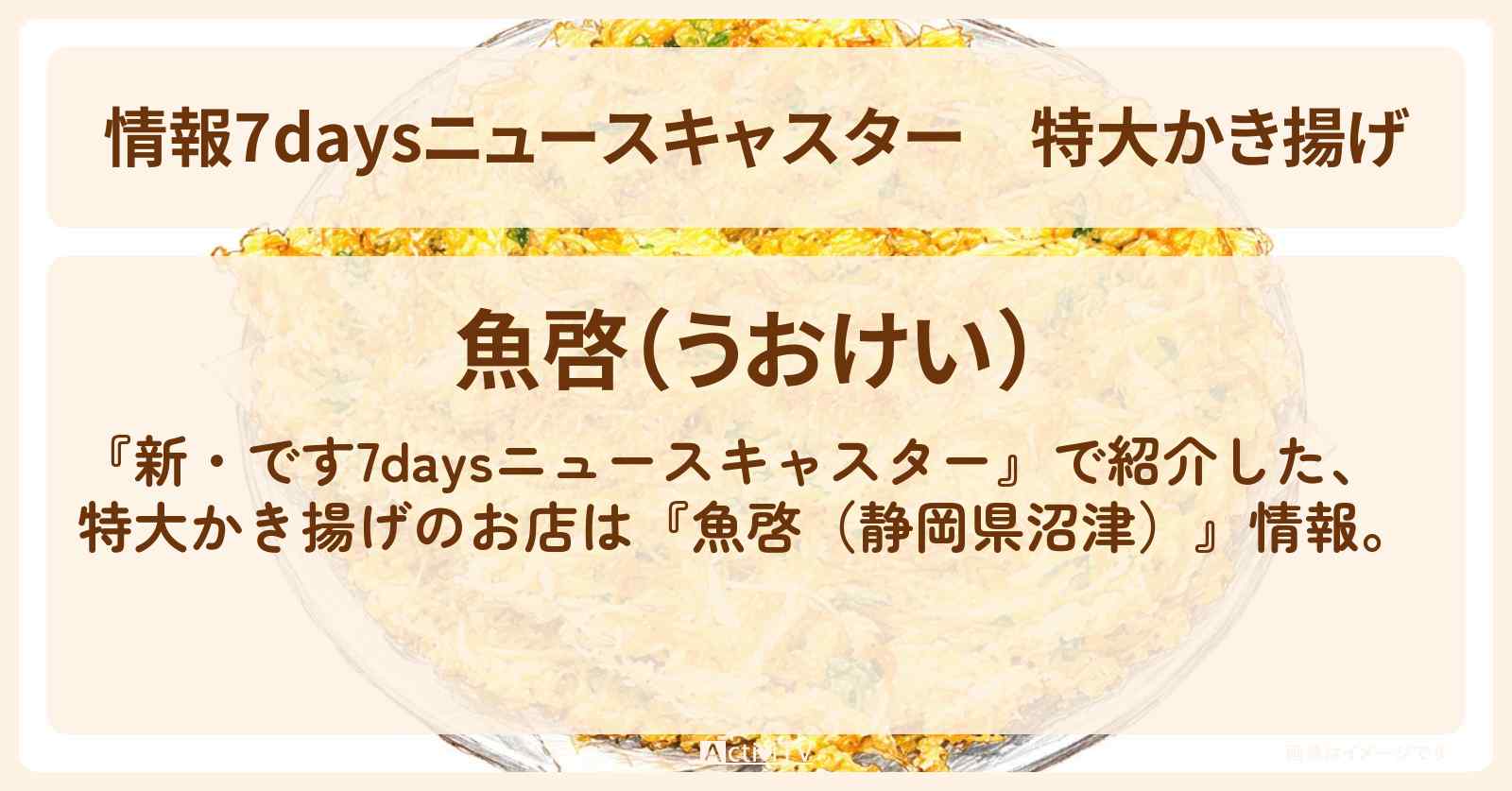 【情報7daysニュースキャスター】特大かき揚げ『魚啓(静岡県御殿場市)』のデカ盛りのお店を紹介 2024/6/1放送