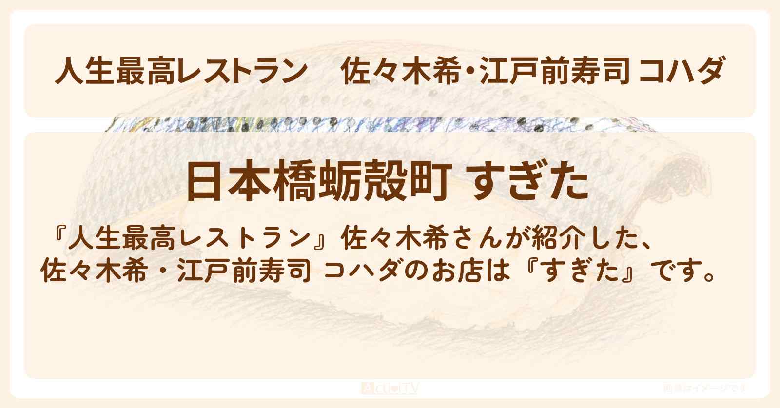 佐々木希・江戸前寿司 コハダ『すぎた』日本橋蛎殻町のお店の場所