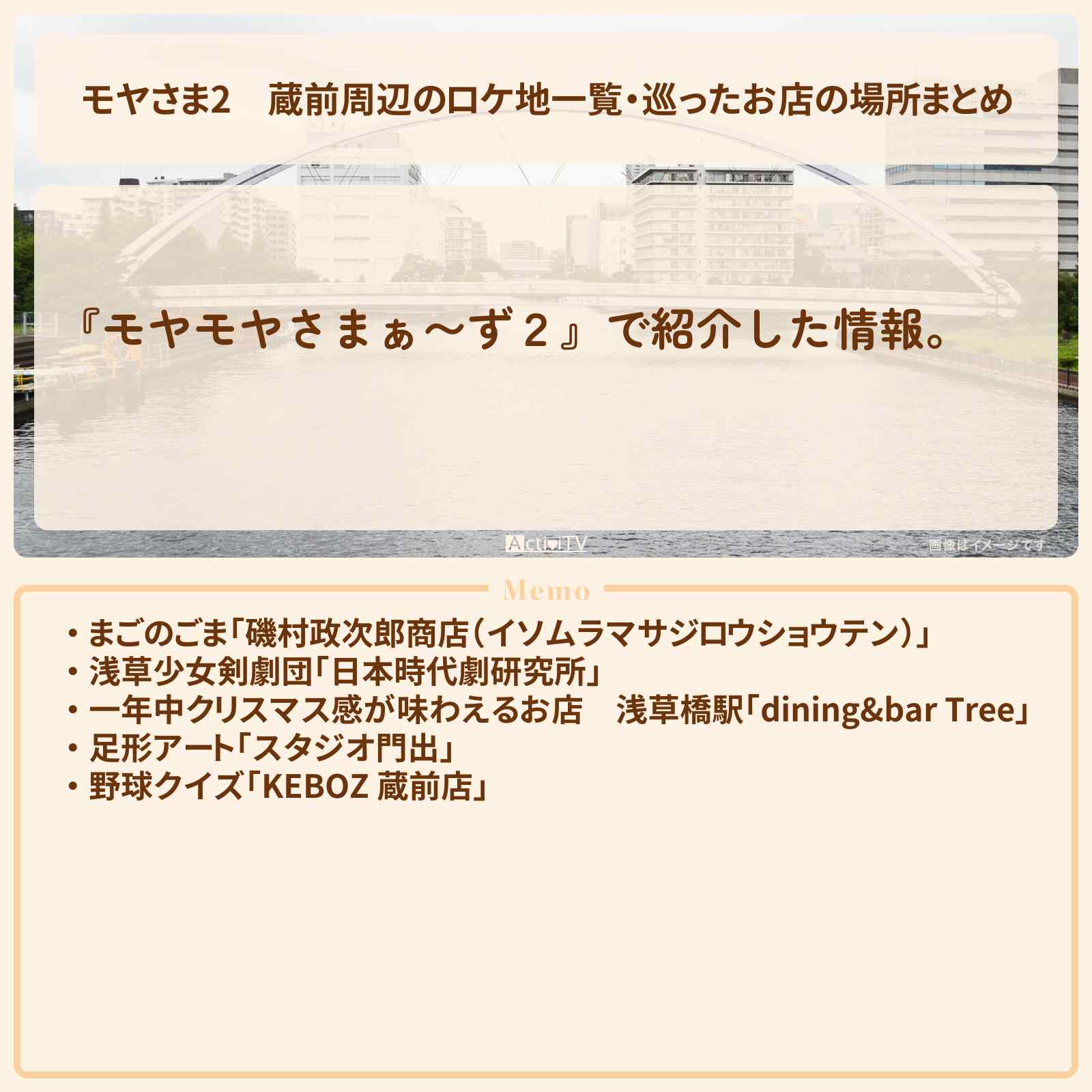 【モヤさま2】蔵前周辺のロケ地一覧・巡ったお店の場所まとめ〔モヤモヤさまぁ〜ず2〕