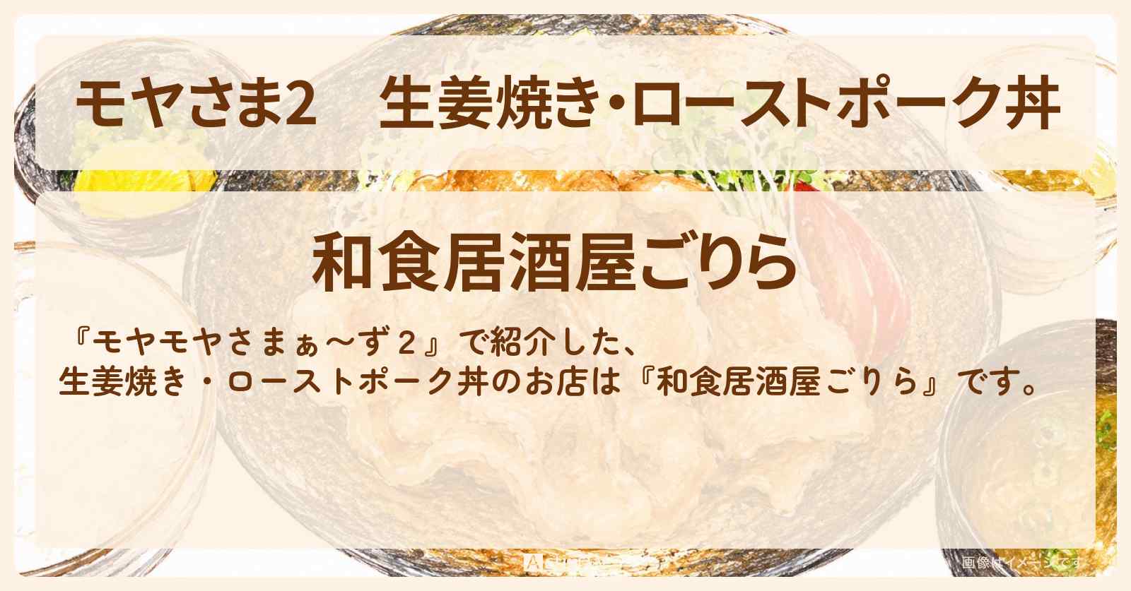 【モヤさま2】生姜焼き・ローストポーク丼『和食居酒屋ごりら』厚木市のお店・ロケ地〔モヤモヤさまぁ〜ず2〕