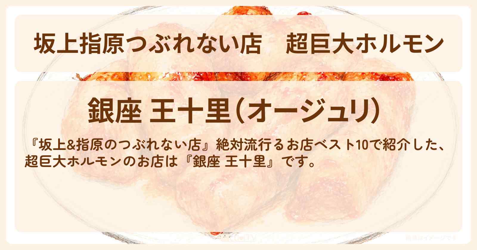 【坂上指原つぶれない店】超巨大ホルモン『銀座 王十里』のお店の場所
