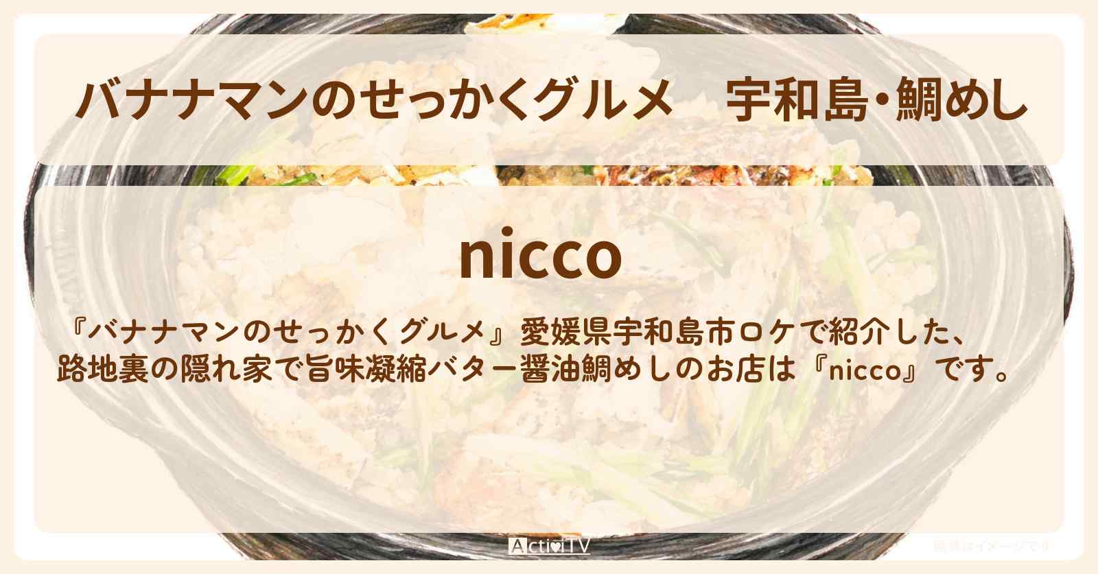 【バナナマンのせっかくグルメ】宇和島・鯛めし『nicco』岡村隆史さんの愛媛ロケのお店情報