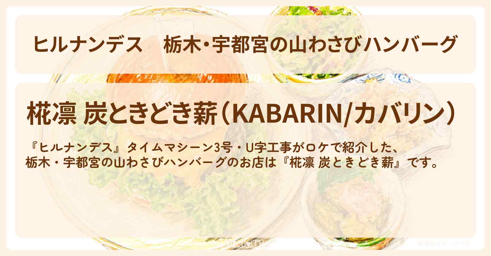 【ヒルナンデス】栃木・宇都宮の山わさびハンバーグ『椛凛 炭ときどき薪』お店情報〔タイムマシーン3号・U字工事〕