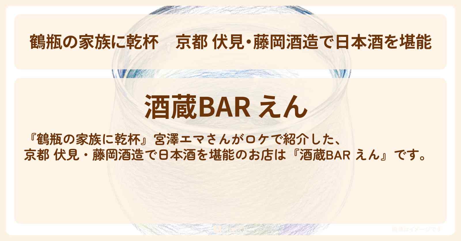 【鶴瓶の家族に乾杯】京都 伏見・藤岡酒造で日本酒を堪能『酒蔵BAR えん』宮澤エマがロケをしたお店・場所を紹介