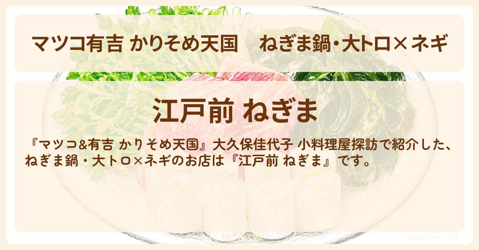【マツコ有吉 かりそめ天国】ねぎま鍋・大トロ×ネギ『江戸前 ねぎま』豊島区北大塚・小料理屋探訪のお店の場所〔大久保佳代子〕
