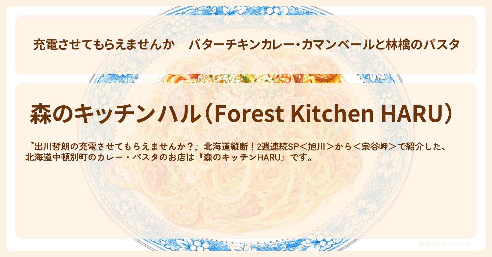 【充電させてもらえませんか】バターチキンカレー・カマンベールと林檎のパスタ『森のキッチンHARU』北海道中頓別町のお店の場所〔高橋克典〕