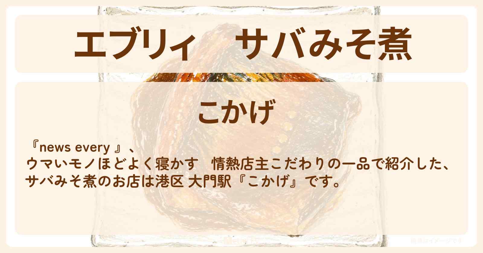 【エブリィ】サバみそ煮『こかげ』港区 大門駅のお店情報 #every
