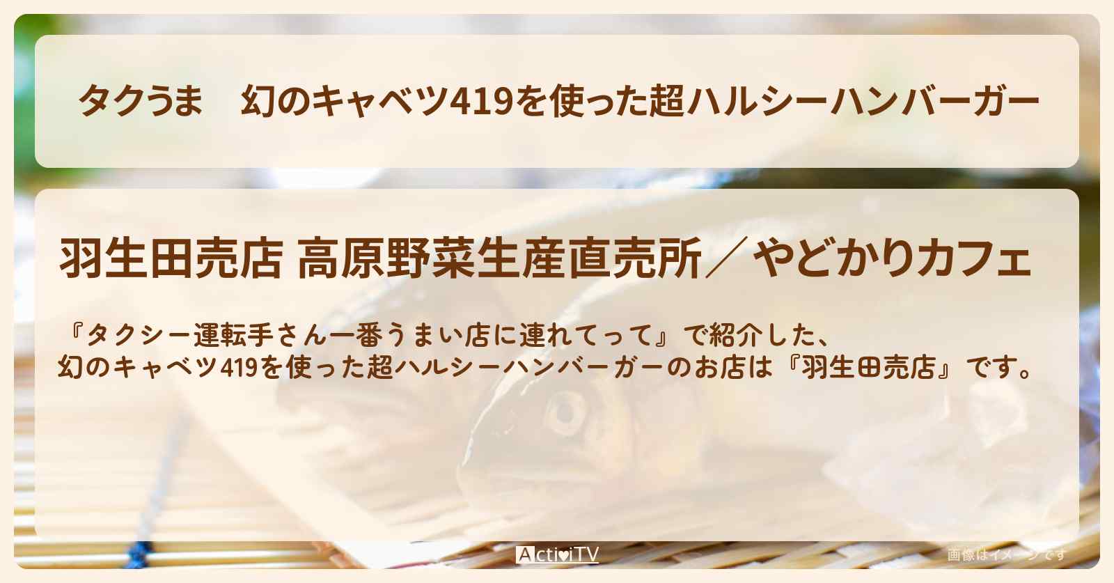 【タクうま】幻のキャベツ419を使った超ハルシーハンバーガー『羽生田売店』のお店の場所〔タクシー運転手さん一番うまい店に連れてって〕