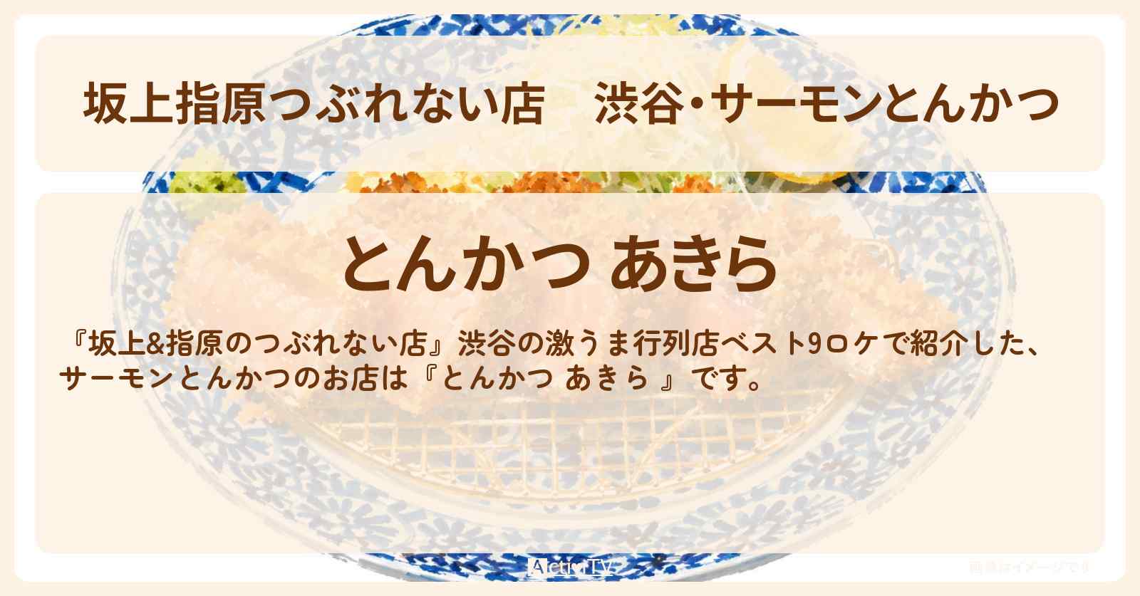 【坂上指原つぶれない店】渋谷・サーモンとんかつ『とんかつ あきら 』女性人気の激うま行列店ベスト9ロケのお店の場所
